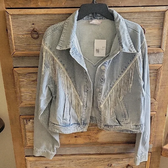Forever 21 Blue Jean Jacket with Silver Fringe - Picture 9 of 14